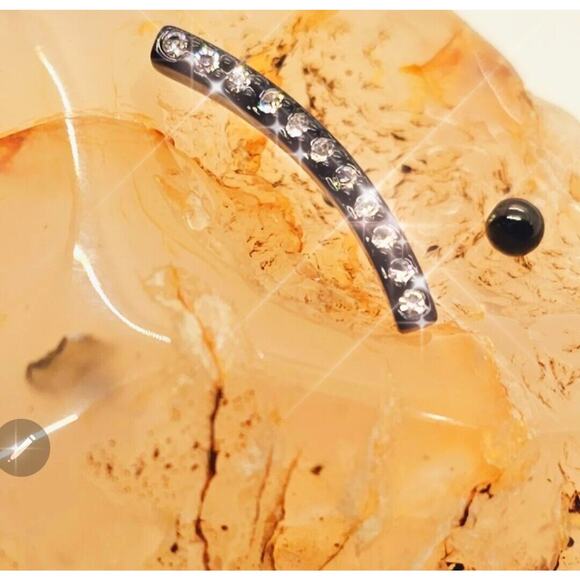 BLK Metal Rhinestone Curve Helix EAR Jewelry for One NWB - Picture 2 of 5